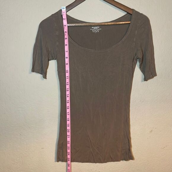 Majestic Taupe Boatneck Quarter Sleeve Top Super Soft Light Brown Tan - Picture 5 of 9